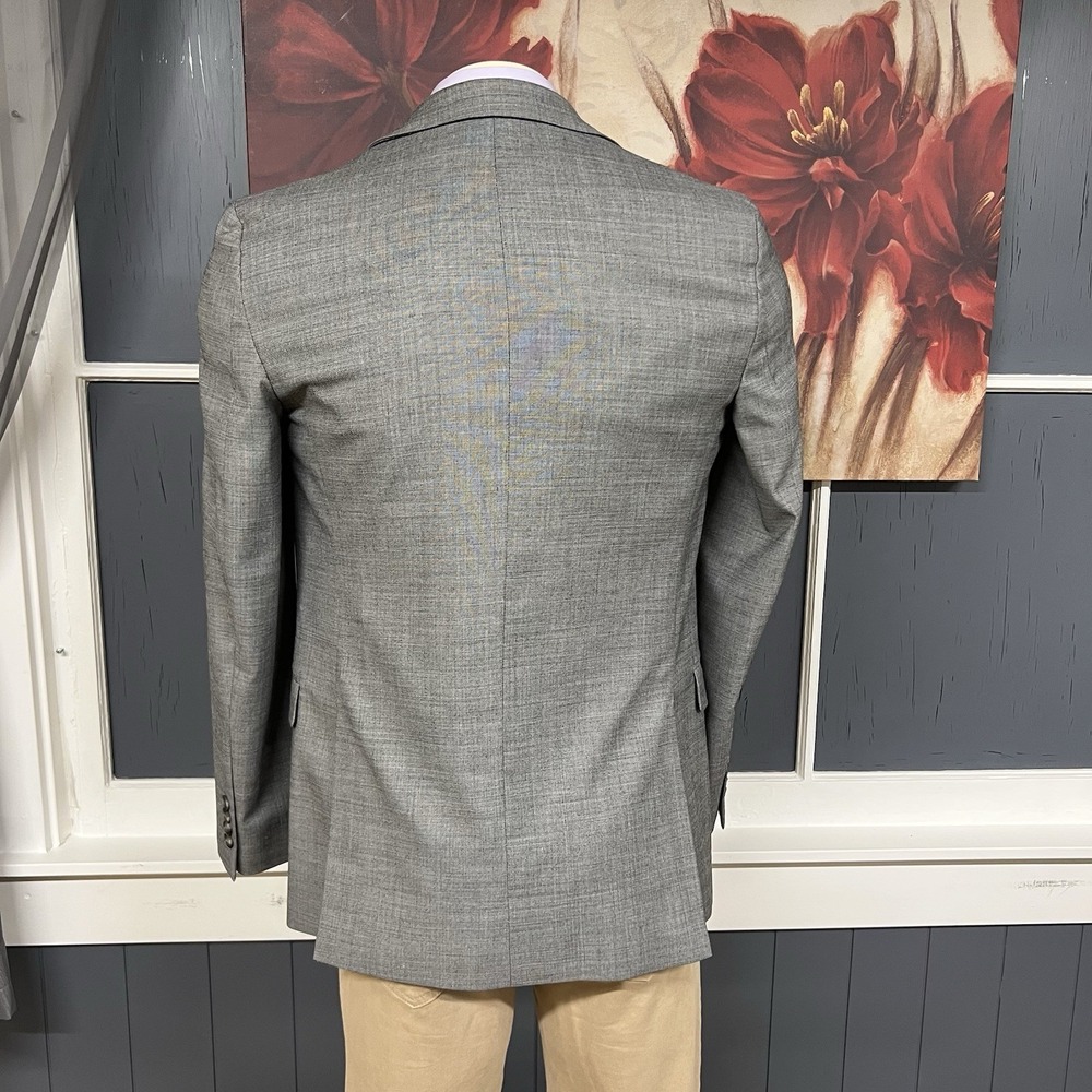 Kenneth Cole Blazer Sport Jacket Mens 38L Long Slim Fit Wool Blend Stretch Gray - Picture 3 of 13